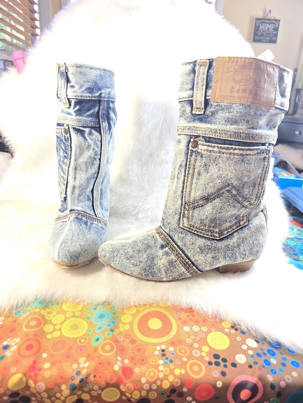 Town & Country Camper Acid Wash Blue Denim-Style Women’s Jeans Booties "Joots" - Picture 5 of 8